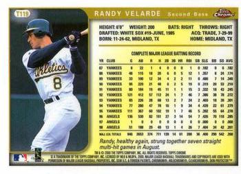 1999 Topps Chrome Traded and Rookies #T119 Randy Velarde Back