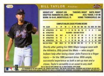 1999 Topps Chrome Traded and Rookies #T120 Bill Taylor Back