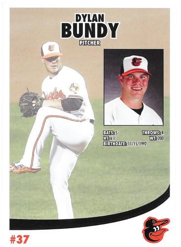 2016 Baltimore Orioles Photocards #NNO Dylan Bundy Back