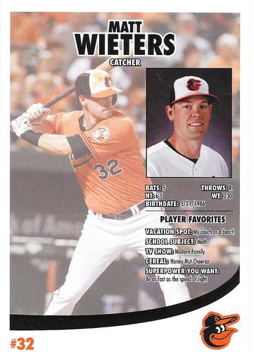 2016 Baltimore Orioles Photocards #NNO Matt Wieters Back