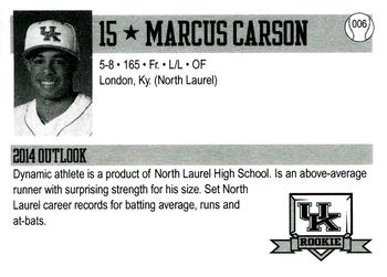 2014 Kentucky Wildcats #6 Marcus Carson Back