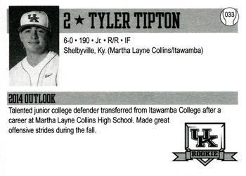 2014 Kentucky Wildcats #33 Tyler Tipton Back