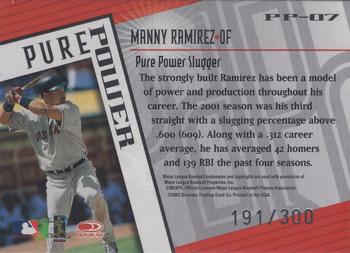 2002 Donruss Best of Fan Club - Pure Power #PP-07 Manny Ramirez Back