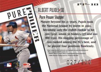 2002 Donruss Best of Fan Club - Pure Power #PP-10 Albert Pujols Back