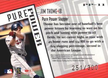 2002 Donruss Best of Fan Club - Pure Power #PP-11 Jim Thome  Back