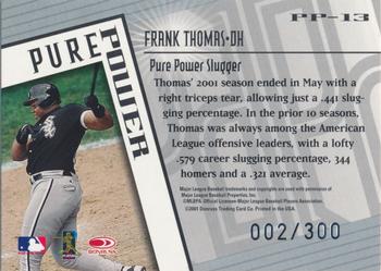 2002 Donruss Best of Fan Club - Pure Power Autographs #PP-13 Frank Thomas Back