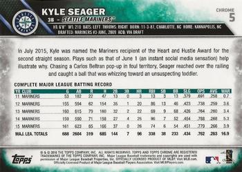2016 Topps - Chrome Sapphire 65th Anniversary Edition #5 Kyle Seager Back