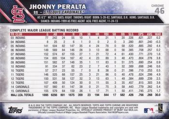 2016 Topps - Chrome Sapphire 65th Anniversary Edition #46 Jhonny Peralta Back