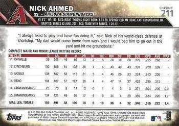 2016 Topps - Chrome Sapphire 65th Anniversary Edition #211 Nick Ahmed Back