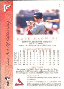 1999 Topps Gallery #1 Mark McGwire Back