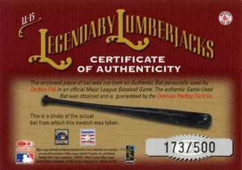 2002 Donruss Classics - Legendary Lumberjacks #LL-15 Carlton Fisk Back