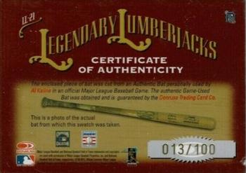 2002 Donruss Classics - Legendary Lumberjacks #LL-21 Al Kaline Back