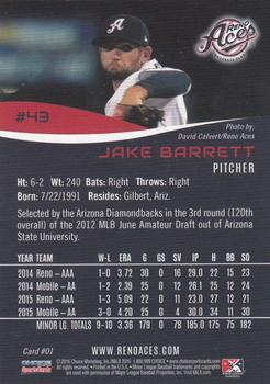 2016 Choice Reno Aces #01 Jake Barrett Back