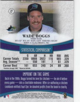 1999 Topps Gold Label #27 Wade Boggs Back