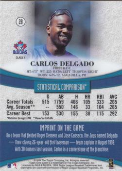 1999 Topps Gold Label #28 Carlos Delgado Back
