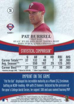 1999 Topps Gold Label #36 Pat Burrell Back