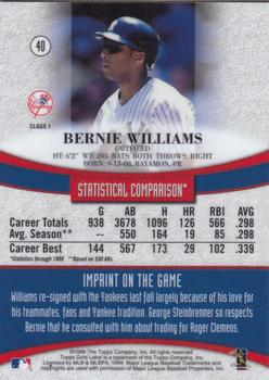 1999 Topps Gold Label #40 Bernie Williams Back