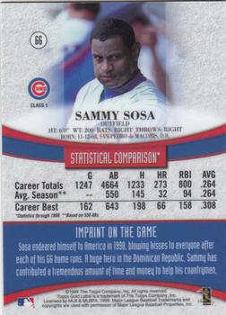 1999 Topps Gold Label #66 Sammy Sosa Back