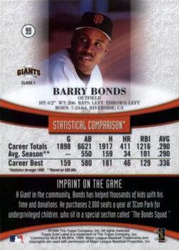 1999 Topps Gold Label #99 Barry Bonds Back