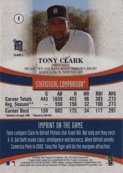 1999 Topps Gold Label #4 Tony Clark Back