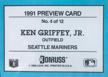 1991 Donruss - Previews #4 Ken Griffey Jr. Back