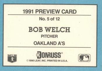 1991 Donruss - Previews #5 Bob Welch Back
