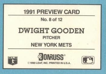 1991 Donruss - Previews #8 Dwight Gooden Back