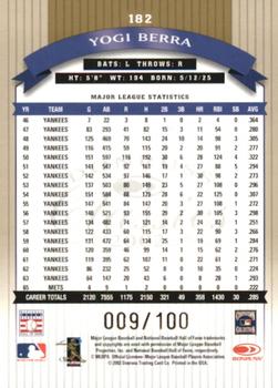 2002 Donruss Classics - Timeless Tributes #182 Yogi Berra Back