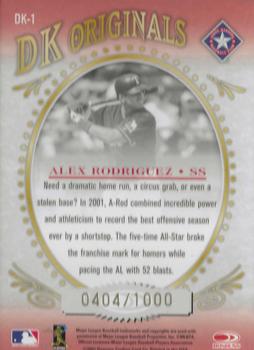 2002 Donruss Diamond Kings - DK Originals #DK-1 Alex Rodriguez  Back