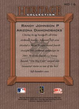 2002 Donruss Diamond Kings - Heritage Collection #HC-16 Randy Johnson Back