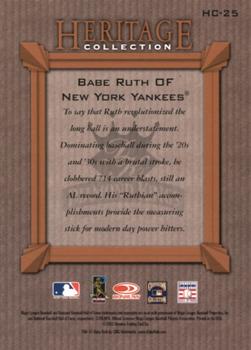 2002 Donruss Diamond Kings - Heritage Collection #HC-25 Babe Ruth Back