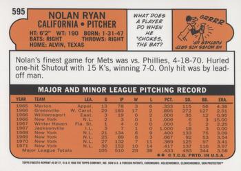 1999 Topps - Nolan Ryan Commemorative Reprints Finest #5 Nolan Ryan Back