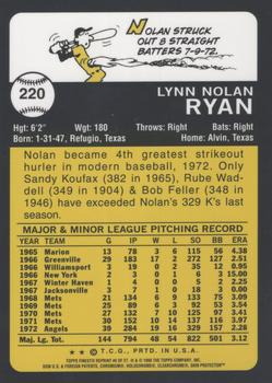 1999 Topps - Nolan Ryan Commemorative Reprints Finest #6 Nolan Ryan Back