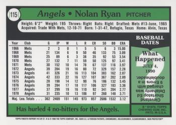 1999 Topps - Nolan Ryan Commemorative Reprints Finest #12 Nolan Ryan Back