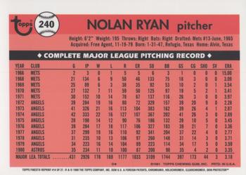1999 Topps - Nolan Ryan Commemorative Reprints Finest #14 Nolan Ryan Back