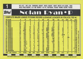 1999 Topps - Nolan Ryan Commemorative Reprints Finest #23 Nolan Ryan Back