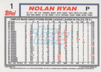 1999 Topps - Nolan Ryan Commemorative Reprints Finest #25 Nolan Ryan Back