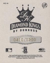 2002 Donruss Diamond Kings - T204 #RC-6 Derek Jeter  Back