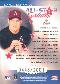 2002 Donruss Elite - All-Star Salutes #AS9 Lance Berkman Back