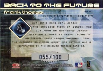 2002 Donruss Elite - Back to the Future Threads #BF-11 Frank Thomas  Back