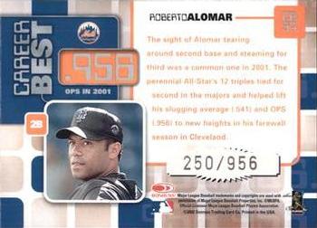 2002 Donruss Elite - Career Best #CB34 Roberto Alomar Back