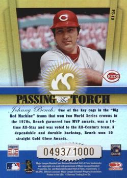 2002 Donruss Elite - Passing the Torch #PT-19 Johnny Bench  Back