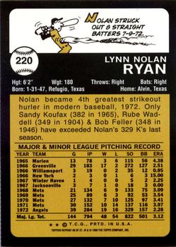 1999 Topps - Nolan Ryan Commemorative Reprints #6 Nolan Ryan Back