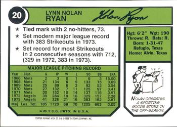 1999 Topps - Nolan Ryan Commemorative Reprints #7 Nolan Ryan Back