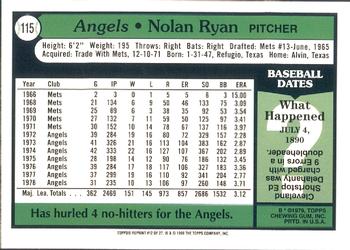 1999 Topps - Nolan Ryan Commemorative Reprints #12 Nolan Ryan Back