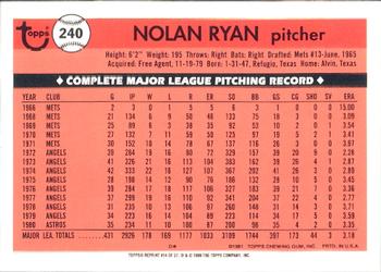 1999 Topps - Nolan Ryan Commemorative Reprints #14 Nolan Ryan Back