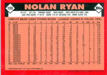 1999 Topps - Nolan Ryan Commemorative Reprints #19 Nolan Ryan Back