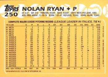 1999 Topps - Nolan Ryan Commemorative Reprints #21 Nolan Ryan Back