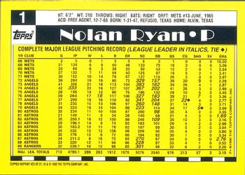 1999 Topps - Nolan Ryan Commemorative Reprints #23 Nolan Ryan Back