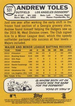 2017 Topps Heritage #531 Andrew Toles Back